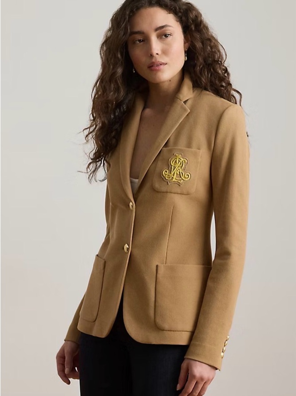 Ralph Lauren Bullion Jacquard Blazer in Classic Camel Size S